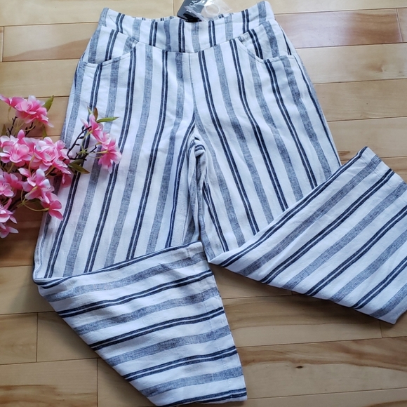 Picadilly Fashion Pants - Wide-leg striped pants with pockets